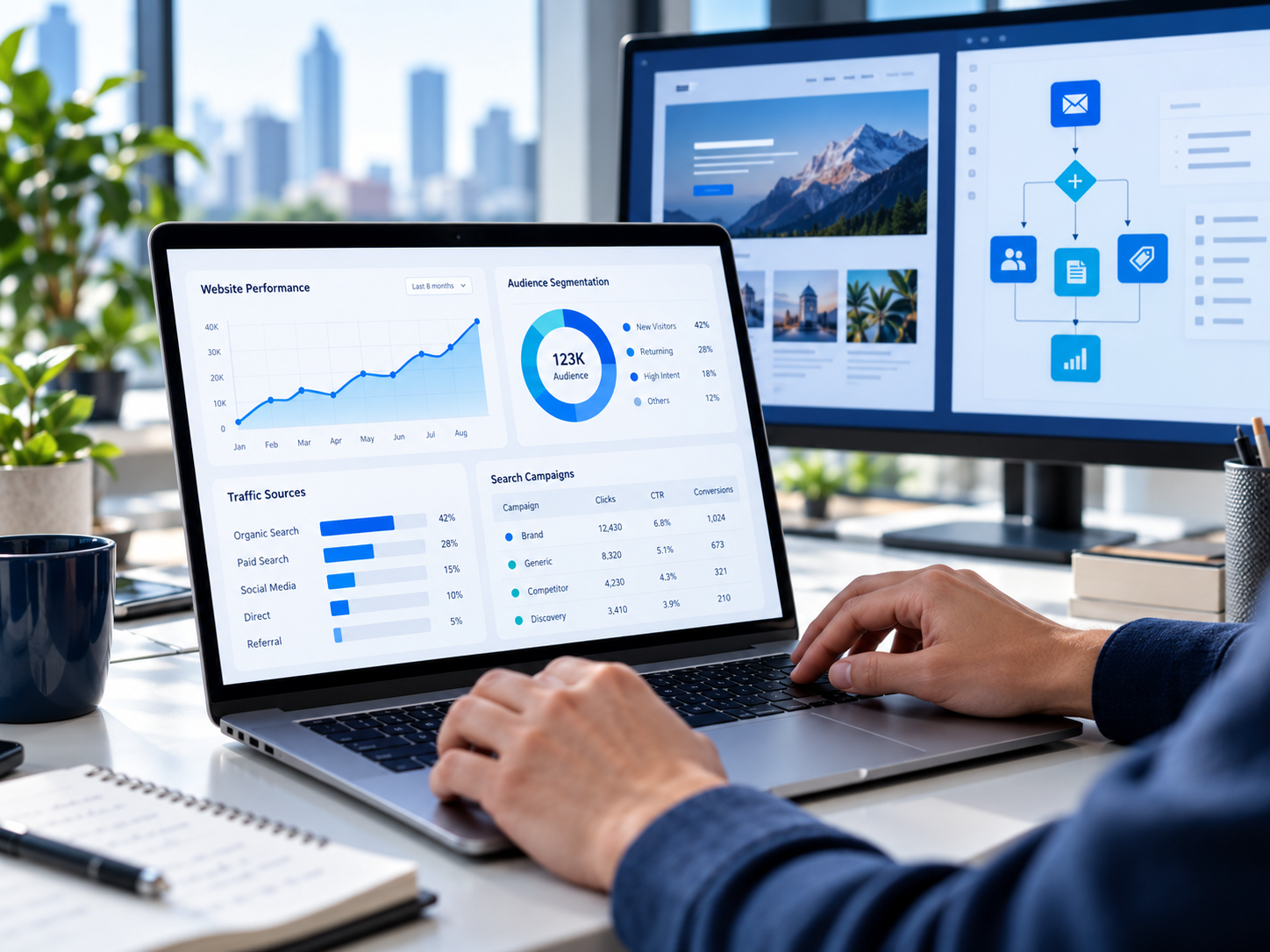 Illustrative digital marketing dashboard